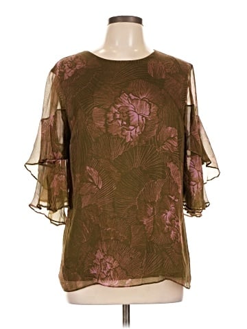 Josie Natori Short Sleeve Silk Top (view 1)