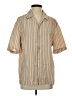 H&M Stripes Tan Short Sleeve Button-Down Shirt Size S - photo 1