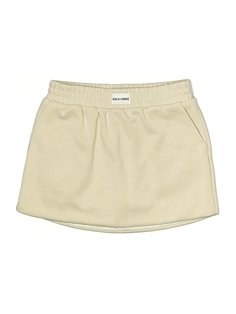 Gold Hinge Active Skort: Ivory Solid Pattern Activewear - Size Medium