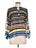 a.n.a. A New Approach 100% Polyester Stripes Multi Color Black 3/4 Sleeve Blouse Size L (petite) - photo 1