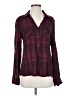 Tinsel 100% Rayon Plaid Burgundy Long Sleeve Blouse Size S - photo 1
