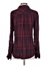 Tinsel 100% Rayon Plaid Burgundy Long Sleeve Blouse Size S - photo 2