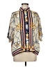 Shore 100% Viscose Print Ivory 3/4 Sleeve Blouse Size M - photo 1