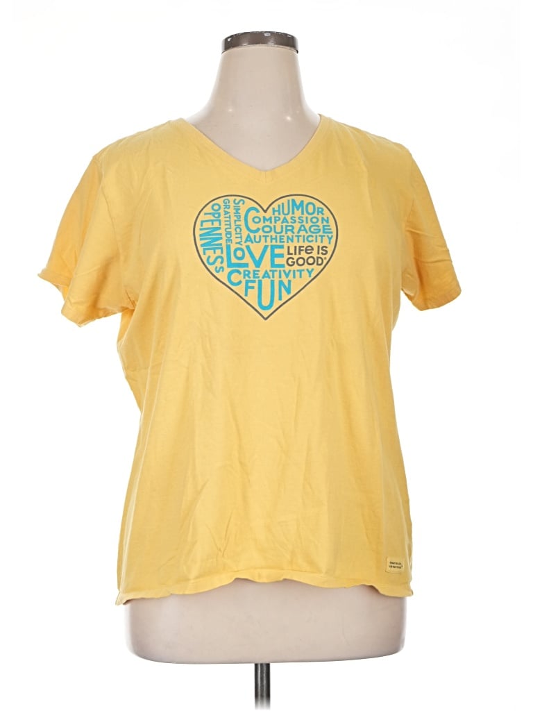 Pre-owned Life Is Good Short Sleeve T-shirt In Yellow