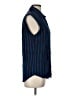 Sandro Stripes Blue Sleeveless Button-Down Shirt Size Lg (3) - photo 4