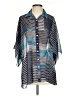 GUESS by Marciano 100% Polyester Stripes Blue Short Sleeve Blouse Size S - photo 1