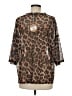 Bibi Animal Print Brown 3/4 Sleeve Blouse Size M - photo 2