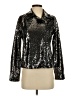 Colleen Lopez Metallic Black Silver Long Sleeve Blouse Size XS - photo 1