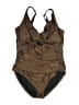 DKNY Solid Brown One Piece Swimsuit Size L - photo 1