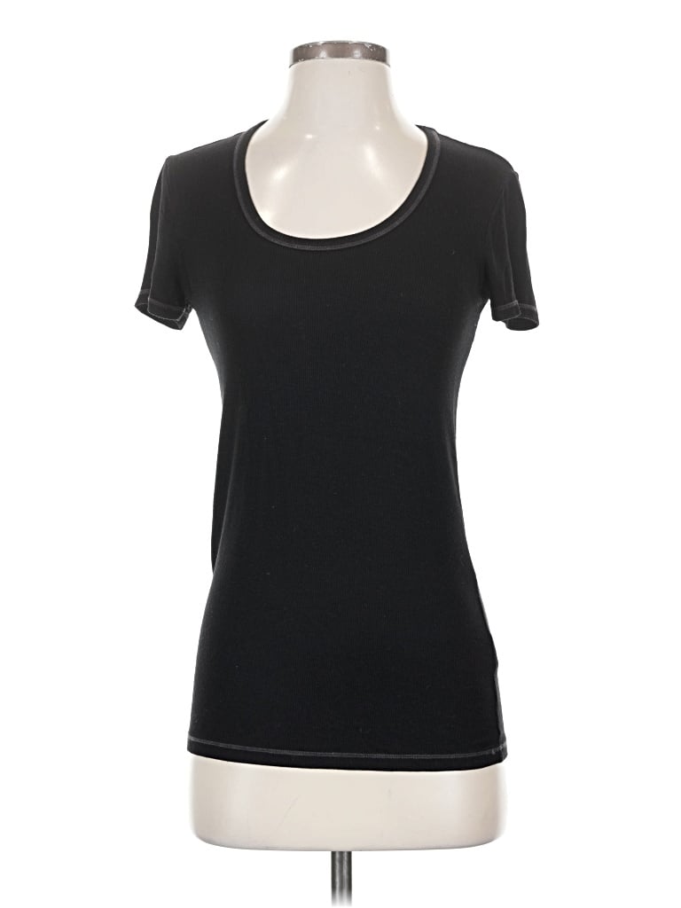 Pre-owned Splendid Short Sleeve Top Black Scoop Neck Tops