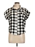 Shein 100% Polyester Checkered-gingham Black Short Sleeve Blouse Size L - photo 1