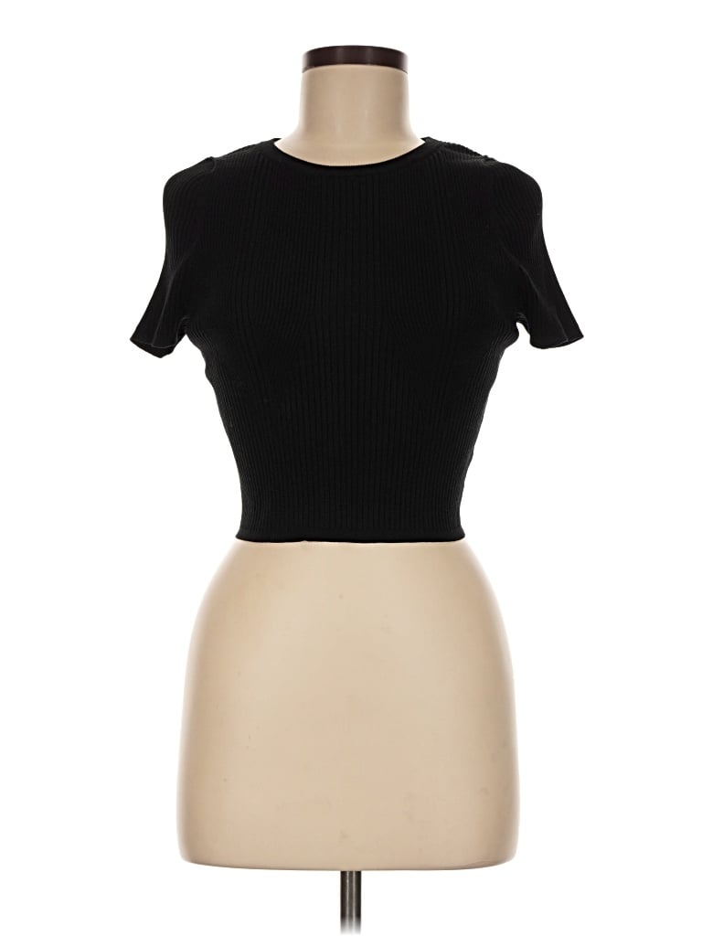 Pre-owned Express Short Sleeve Top Black Mock Neckline Tops