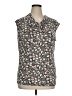Anne Klein Floral Black Sleeveless Button-Down Shirt Size XL - photo 1