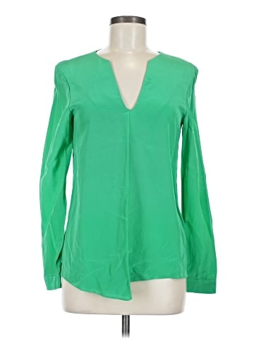 Tibi Long Sleeve Silk Top (view 1)