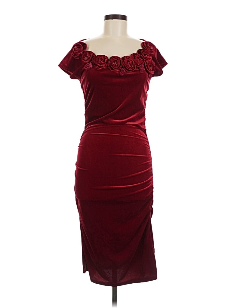 Pre-owned Boston Proper Cocktail Dress In Burgundy