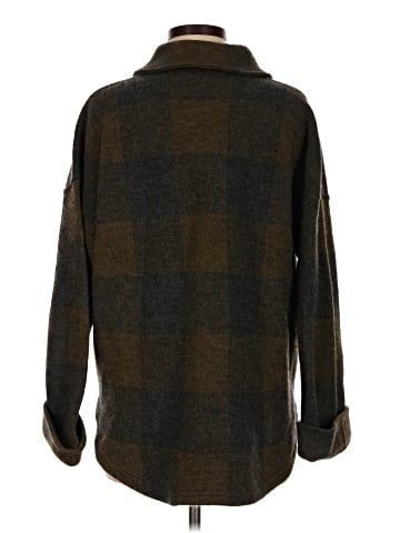 Madewell Boiled Wool Half-Zip Popover Sweater in Buffalo Check (view 2)
