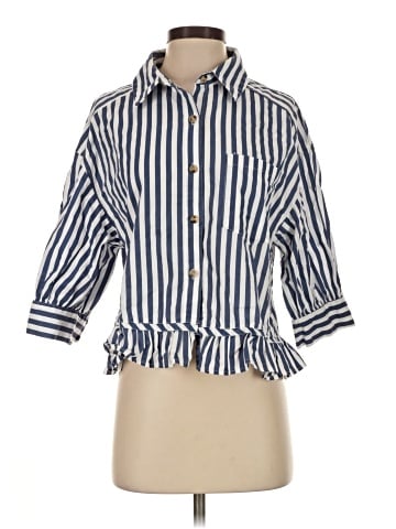 Unbranded 3/4 Sleeve Button-Down Shirt (view 1)