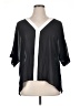 H&M 100% Polyester Color Block Black Short Sleeve Blouse Size 14 - photo 1