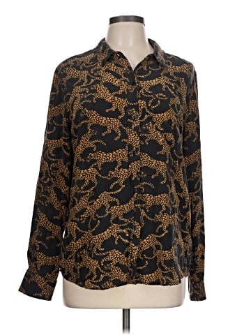 Rails Long Sleeve Silk Top (view 1)