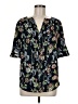 Ann Taylor Floral Black Short Sleeve Blouse Size M - photo 1