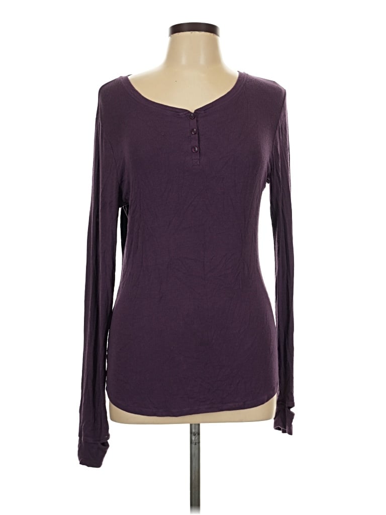 Pre-owned Cuddl Duds Long Sleeve Henley Shirt In Purple