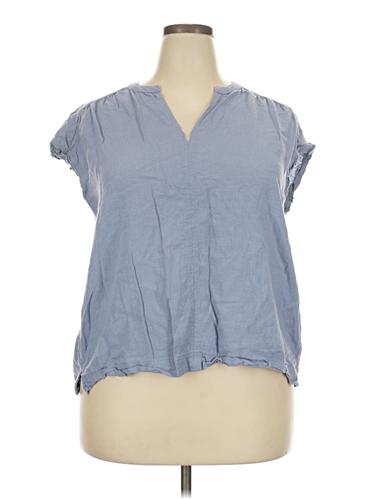 Pre-owned Splendid Short Sleeve Blouse In Blue