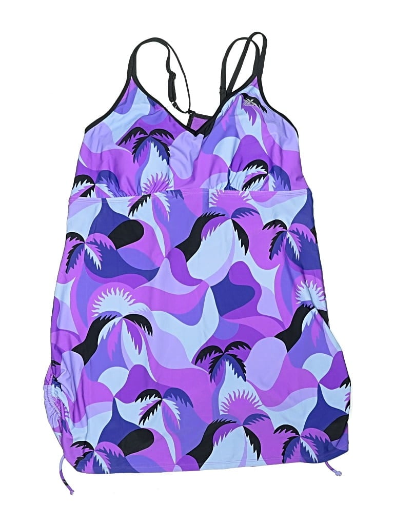 Pre-owned Zeroxposur Swimsuit Top Purple Print Pattern Swimwear