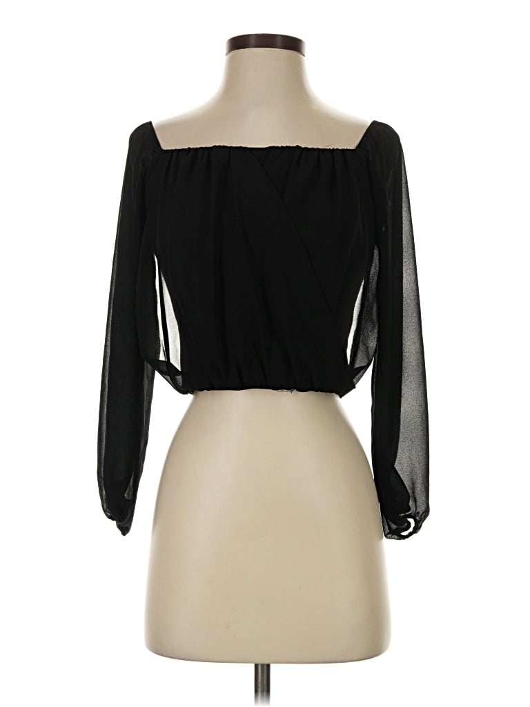 Pre-owned Privy Long Sleeve Blouse In Black
