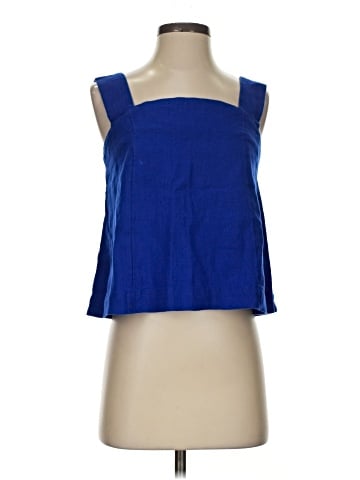 Madewell Curved-Neck Shell Tank in 100% Linen (view 1)