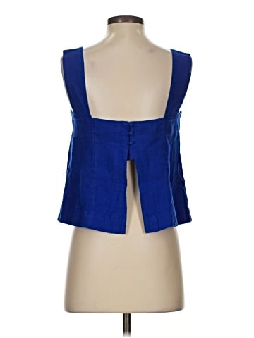 Madewell Curved-Neck Shell Tank in 100% Linen (view 2)