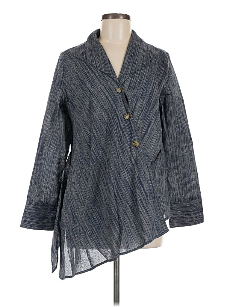 Pre-owned Samuel Dong 3/4 Sleeve Blouse In Blue