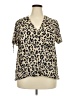 Unbranded Animal Print Tan Short Sleeve Blouse Size 2X - photo 1