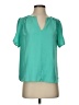 19 Cooper 100% Polyester Teal Short Sleeve Blouse Size S - photo 1