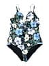Jantzen Floral Blue One Piece Swimsuit Size 16 - photo 1