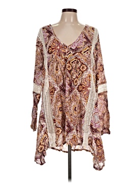 s.r. fashion dress S.R. Fashion Womens Dress One Size may fit S-M Orange Embroidered Tie Dye  Boho