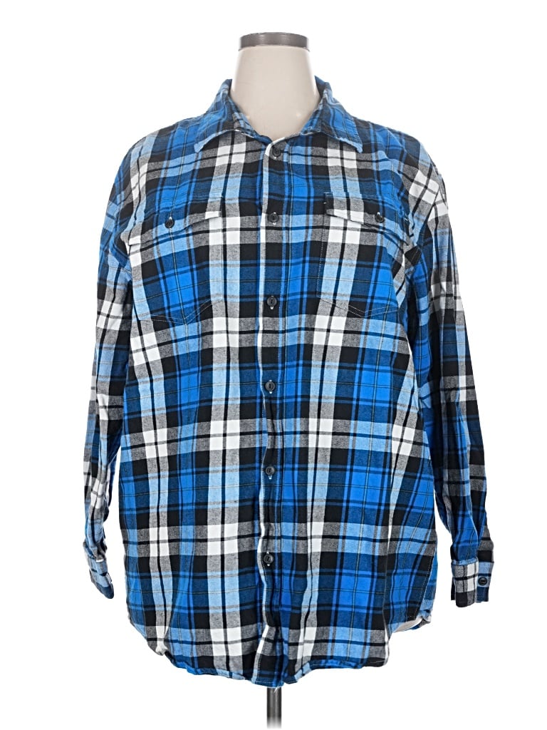 Pre-owned Falls Creek Long Sleeve Button Down Shirt In Blue