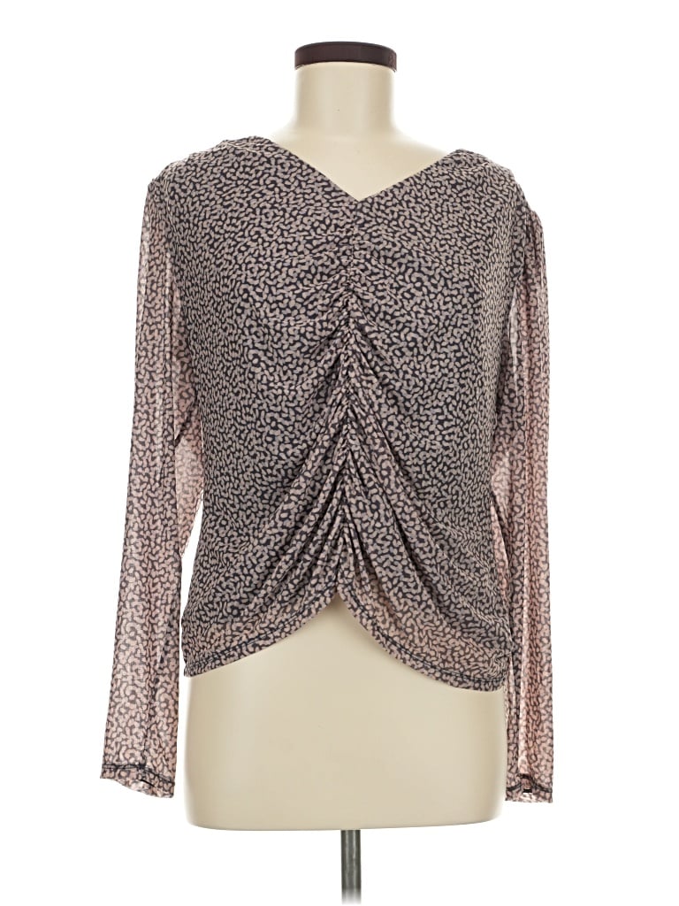 Pre-owned Ophelia Roe Long Sleeve Blouse In Gray