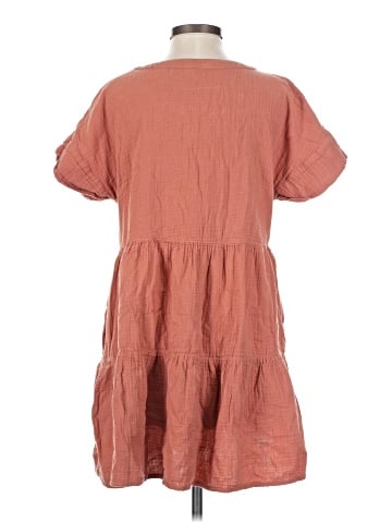 Madewell Lightspun Cuff-Sleeve Button-Front Tiered Mini Dress (view 2)