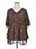 Catherines 100% Polyester Animal Print Brown Short Sleeve Blouse Size 2X - photo 1