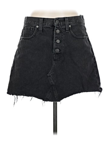 Madewell Rigid Denim A-Line Mini Skirt in Lunar Wash: Button-Front Edition (view 1)