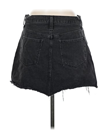 Madewell Rigid Denim A-Line Mini Skirt in Lunar Wash: Button-Front Edition (view 2)
