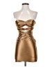 Unbranded 100% Polyester Metallic Gold Cocktail Dress Size 00 - photo 1