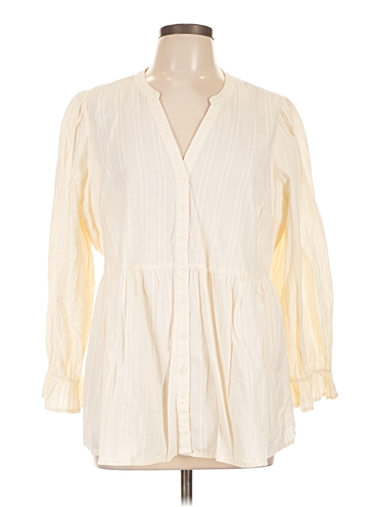 Pre-owned Torrid 3/4 Sleeve Blouse In Ivory