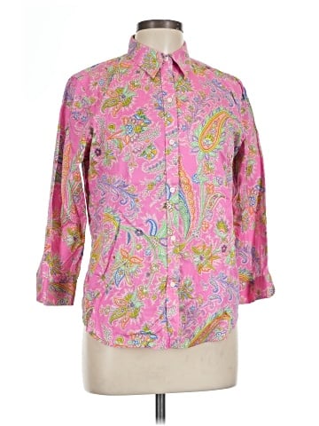 Lauren By Ralph Lauren 3/4 Sleeve Button Down Shirt - front