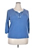 Basic Editions Blue 3/4 Sleeve T-Shirt Size XXL - photo 1