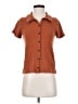 Madewell Orange Ribbed Polo Button-Front Tee Size XS - photo 1