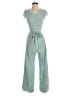Dee Elly 100% Rayon Checkered-gingham Green Jumpsuit Size S - photo 1