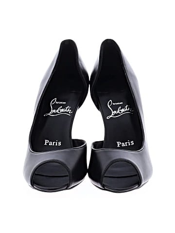 Christian Louboutin Leather Open Apostropha 80 Heels (view 2)