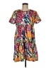Top It Off Print Orange Casual Dress Size M - photo 1