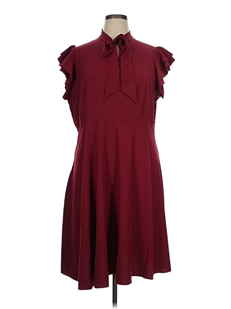 Pre-owned Shein Curve Casual Dress In Burgundy